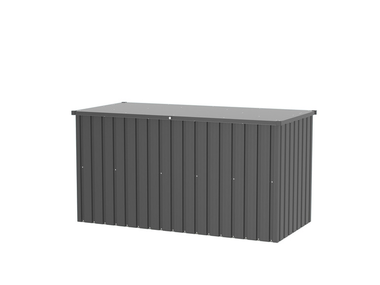 Eine dunkelgraue Metall-Lagerbox