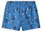Blaue Pyjama-Shorts mit Cartoon-Charakter- und Mond-Stern-Motivdruck.
