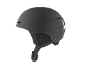Mattschwarzer Skihelm mit Kinnriemen und roter Schnalle