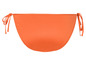 Eine orangefarbene Bikinihose mit Schleifen.