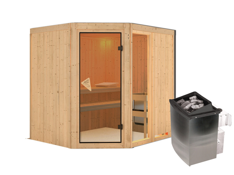 Gehe zu Vollbildansicht: Karibu Indoor-Sauna »Oslo«, mit Eckeinstieg, 9 kW Ofen - Bild 13