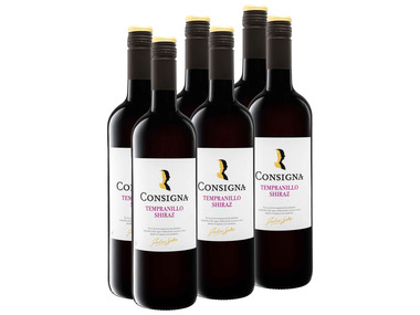 6 x 0,75-l-Weinpaket Consigna Tempranillo-Shiraz VdlT Castilia trocken vegan, Rotwein