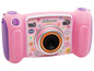 Eine rosa VTech Kidizoom Kid 2 Kinderkamera mit Blumenmuster.