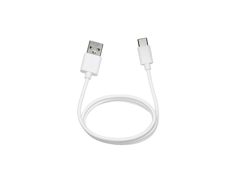 Ein weißes USB-C auf USB-A Kabel.