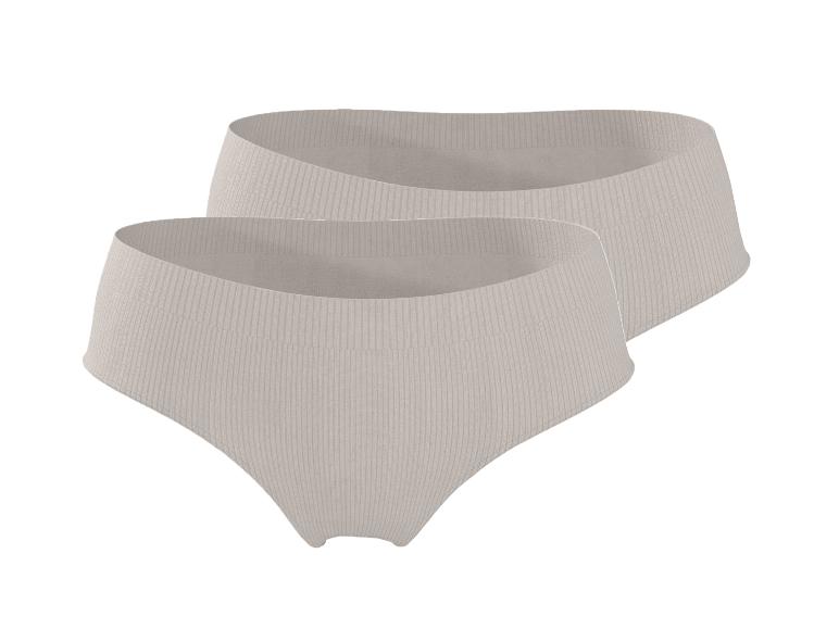 Set aus 2 beigen gerippten Damen-Slips