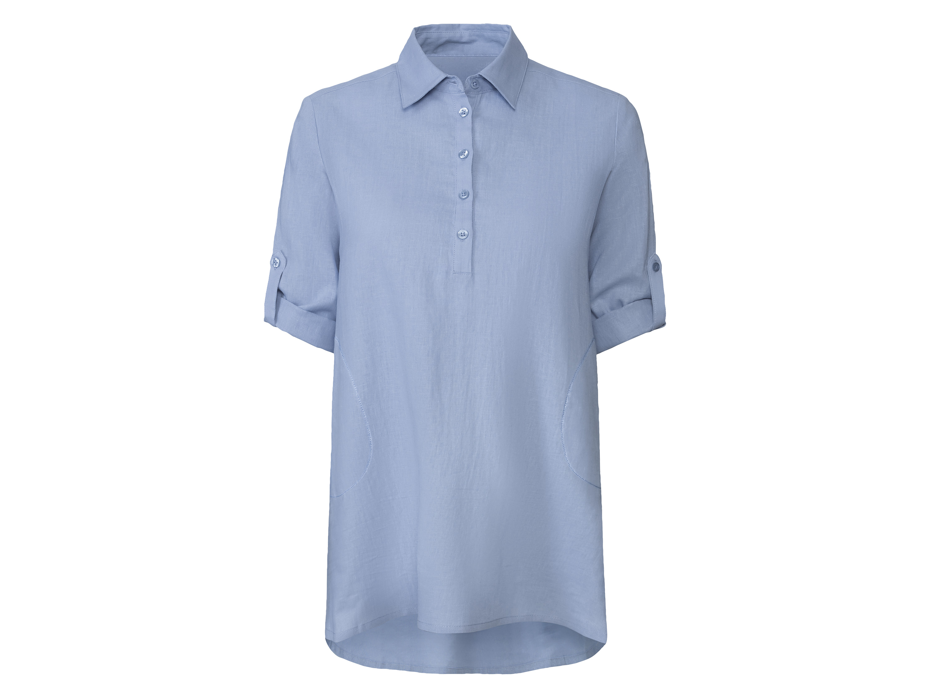 ESMARA® Damen Leinenkleid kurz (Blau, 42)""
