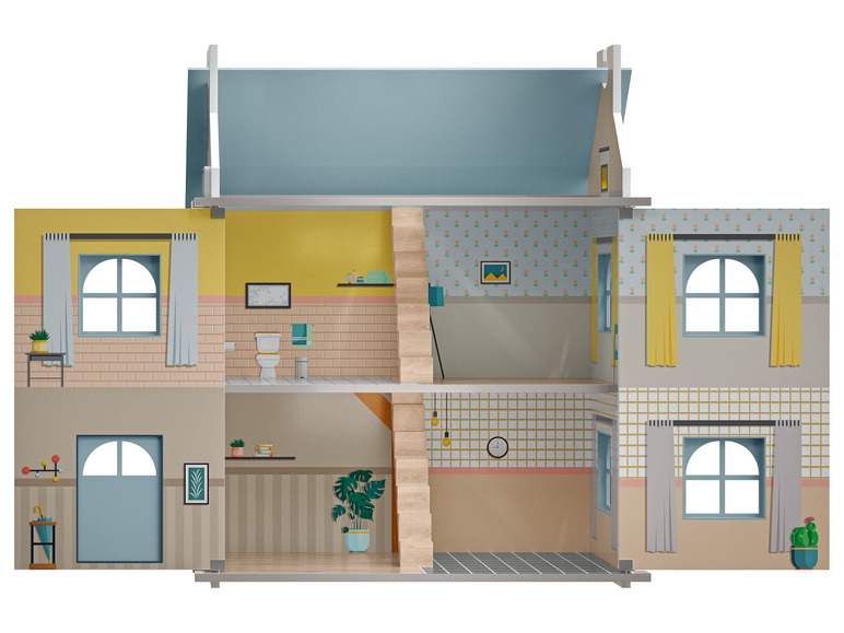 Gehe zu Vollbildansicht: Playtive Holz Puppenhaus »Cabinet«, drei Etagen, aufklappbar - Bild 6