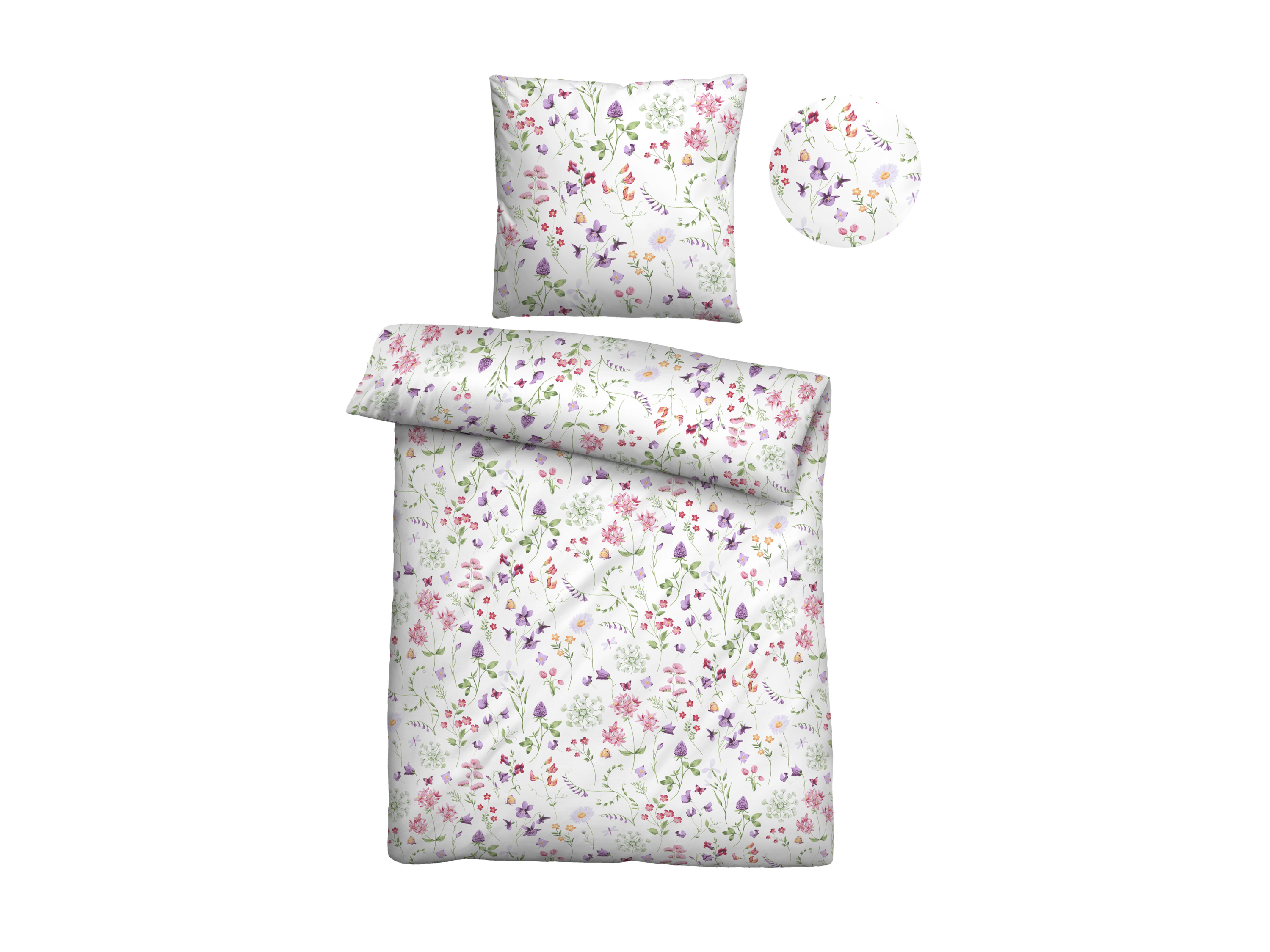 BIBERNA Linon Bettwäsche (135 x 200 cm + 80 x 80 cm, Weiss) – Bild 2 von 4