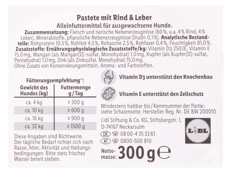 Gehe zu Vollbildansicht: ORLANDO Hundevollnahrung Feine Pastete mit Rind & Leber, 21 x 300 g - Bild 4