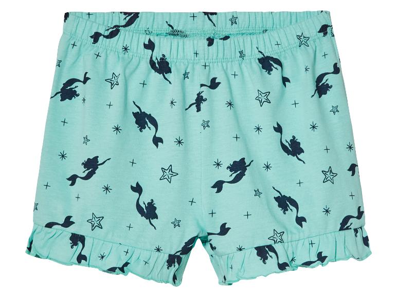 Türkise Mädchen-Shorts mit Meerjungfrau-Motiv.