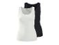 Damen-Tanktops, ein weißes und ein schwarzes, mit Rundhalsausschnitt.
