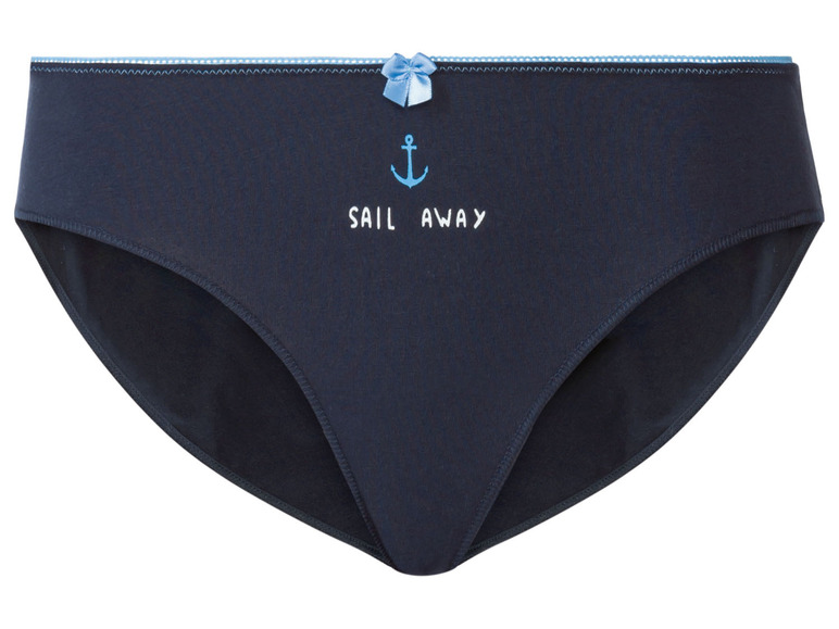 Dunkelblauer Slip mit Anker und 'Sail Away' Print.