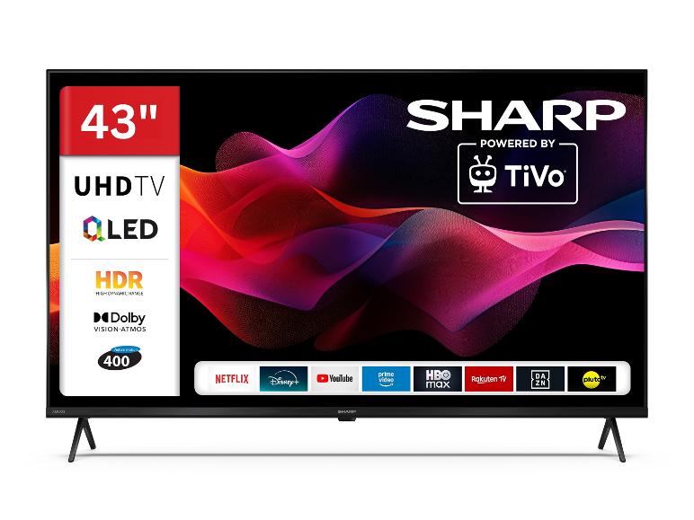 43-Zoll-Fernseher mit UHDTV-Auflösung, QLED- und HDR-Technologie, mit Dolby Vision Atmos Sound.