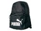 Schwarzer Rucksack mit weißem Logo einer springenden Katze und Text auf der Vorderseite
