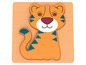 Ein Holzpuzzle mit einem Tiger darauf.