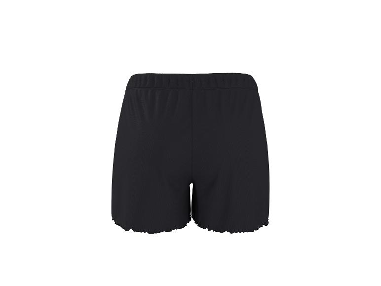 Schwarze Damenshorts mit gewelltem Saum, bequem und stilvoll.