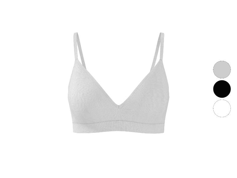 Weißer gerippter Bralette mit dünnen Trägern und drei Farboptionen.