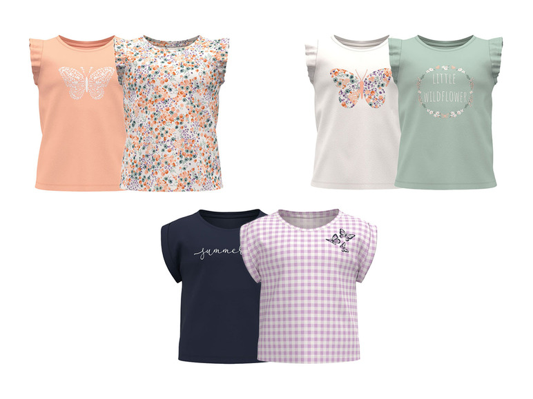 Gehe zu Vollbildansicht: lupilu Kleinkinder Mädchen T-Shirts, 2 Stück, mit Print und Rundhalsausschnitt - Bild 1