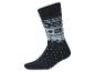 Schwarze Socke mit Fair-Isle-Muster und rutschfester Sohle