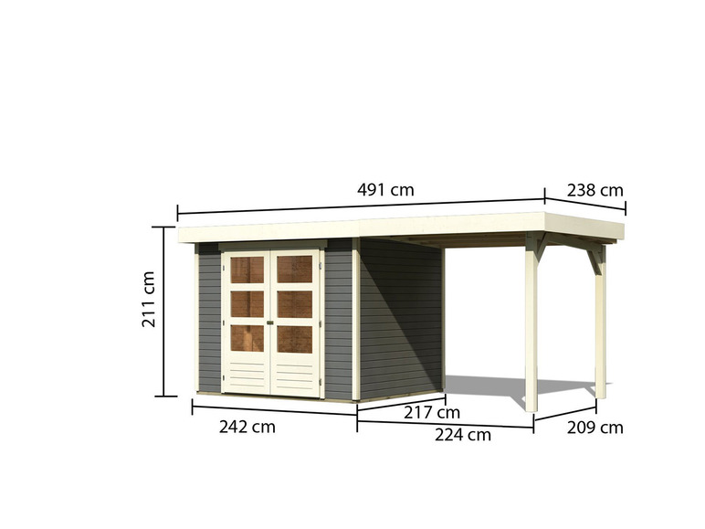 Gehe zu Vollbildansicht: Karibu Gartenhaus »Trundholm 1«, mit verglaster Doppeltür, inklusive Schleppdach - Bild 71