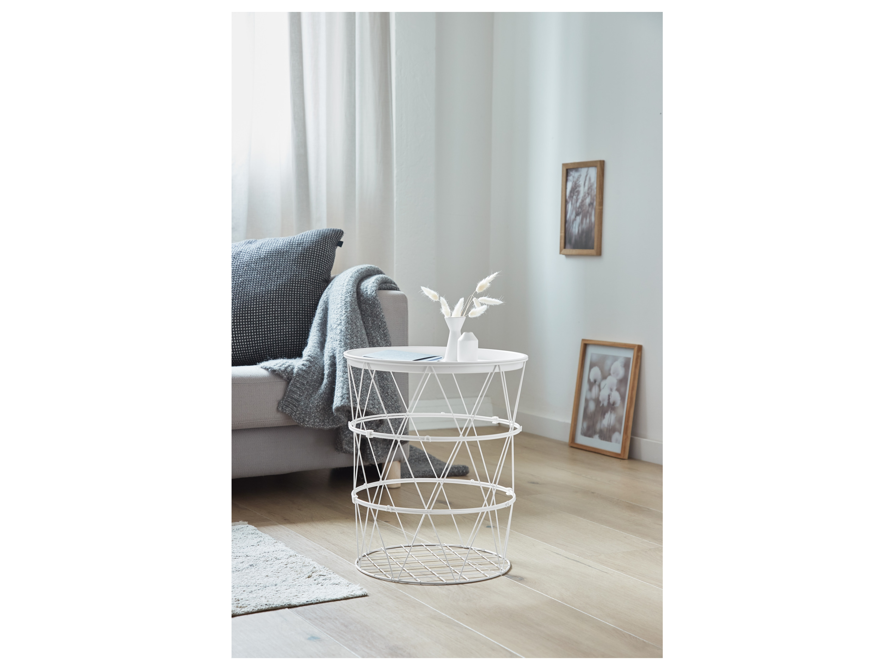 Thumbnail - LIVARNO home Beistelltisch zerlegbar mit abnehmbarer Tischplatte Metall (Weiß)