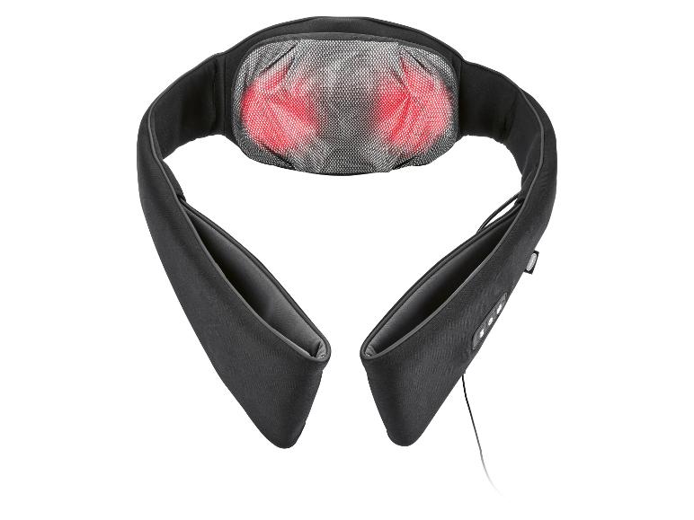 Schwarzes Nacken- und Schultermassagegerät mit roten Wärmelichtern