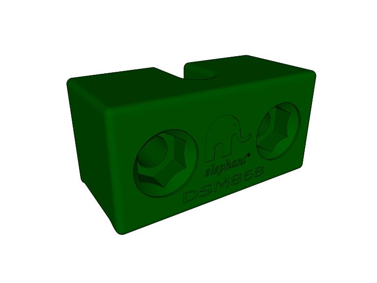 Grüner 'elephant DSM868' Verbindungsblock mit zwei Sechskantbuchsen
