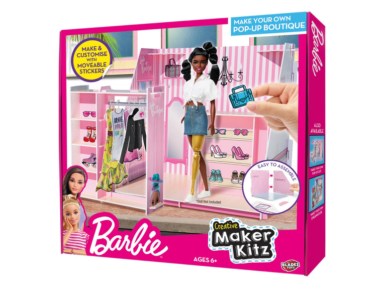 Barbie Pop-up Boutique mit beweglichen Aufklebern.
