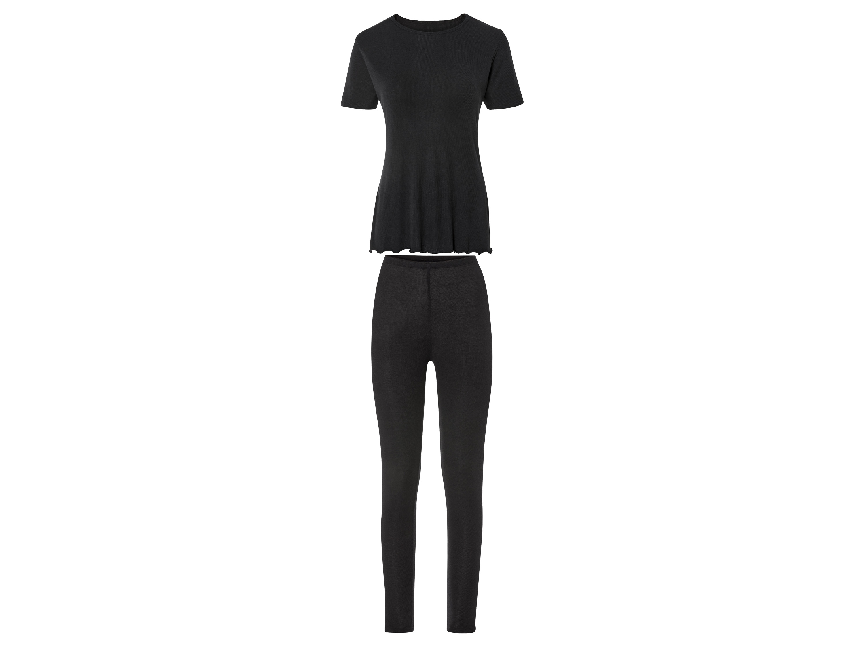 ESMARA® Damen Unterwäscheset kurz/lang 2tlg. (Schwarz, M(40/42))