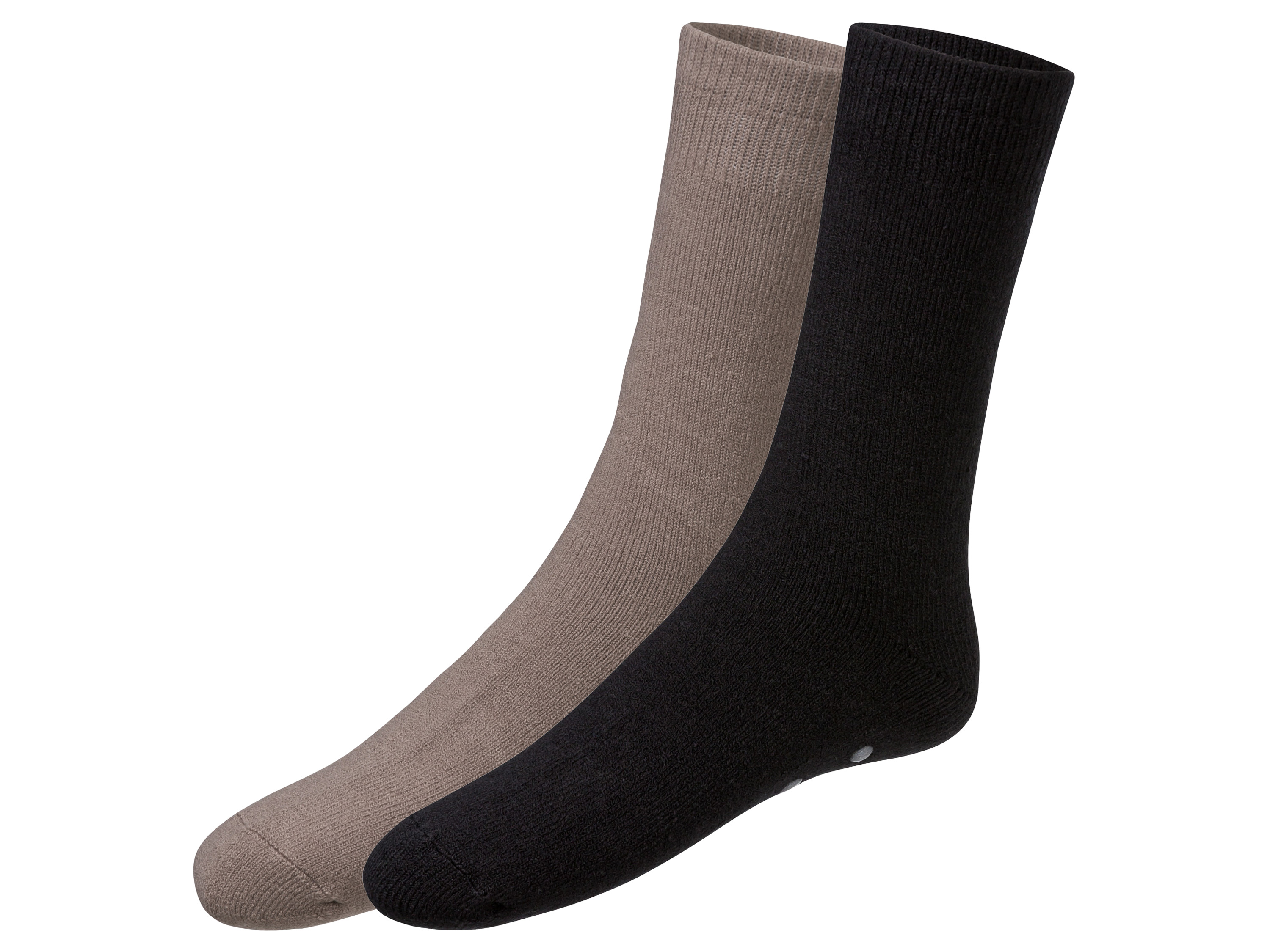 LIVERGY® Herren Socken Thermo (Schwarz, 43-46)““ | schwarz Muster: grau/grün: 1x Norwegenmuster Detail: rutschhemmende Silikonnoppen, angeraute Innenseite Multipack: 2 Paar Material: grau/grün: gemustert: Polyacryl, 28 % Polyester, 1 % Elasthan Lycra einfarbig: Polyacryl, 15 % Polyester, 1 % Elasthan Lycra® schwarz: Polyacryl, 15 % Polyester, 1 % Elasthan Lycra® Pflegehinweis: waschen bei max. 40 °C Pflegeleicht nicht bleichen nicht im Wäschetrockner trocknen nicht bügeln nicht trockenreinigen Größe: 39-42 – 43-46 Meine Lidl-Größe – so einfach gehts Einfach den Lidl-Größenrechner besuchen. Für deine Personengruppe und Produktgruppe die gemessenen Körpermaße eintragen und dann den Berechnen-Button betätigen. Schon wird dir deine Größe angezeigt. Oeko-Tex® Standard 100 Geprüft auf Schadstoffe Zertifizierungsnummer: Shgo 062525 Testex Standard 100 by Oeko-Tex® ist die weltweit bekannteste, unabhängige Zertifizierung schadstoffgeprüfter Textil- und Lederprodukte aller Art – vom Garn und den Stoffen bis hin zum gebrauchsfertigen Artikel. Das Label bestätigt