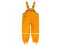 Orangefarbener Regenhose mit Hosenträgern für Kinder.