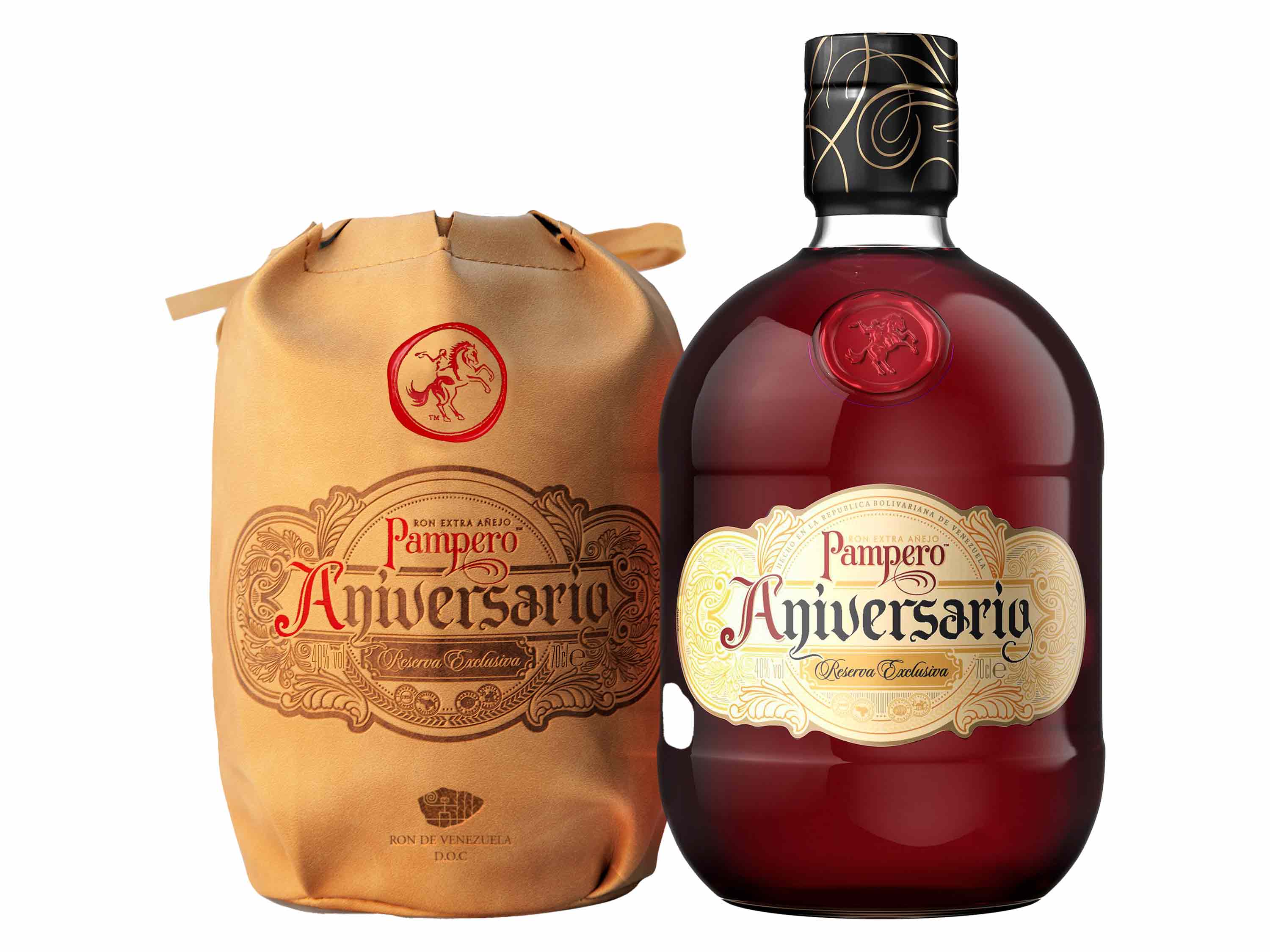 PAMPERO Aniversario Reserva Exclusiva Añejo Rum in Ledertasche 40% Vol | 08028286000325