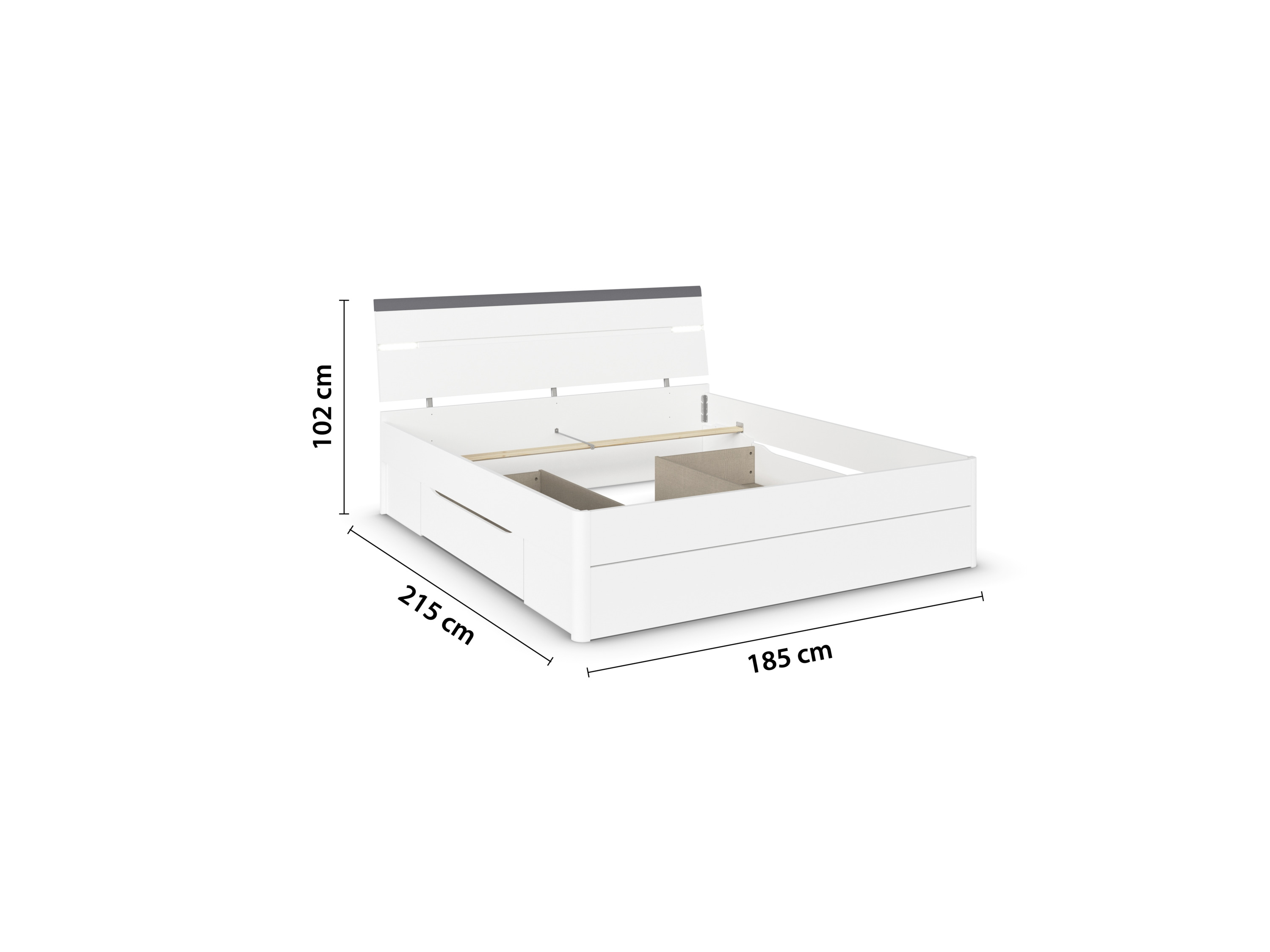 RAUCH BLUE Corvo Bett inkl. Sockelschubladen und LED-Beleuchtung Weiß Breite 185 cm/Höhe 102 cm – Bild 3 von 4