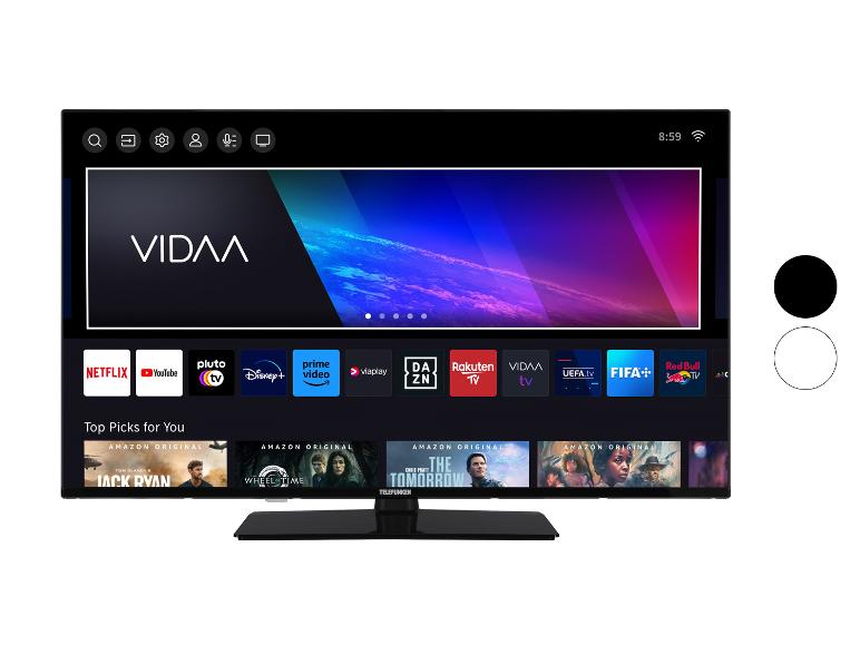 Ein Smart-TV mit Streaming-Apps wie Netflix, YouTube, Disney+ und Prime Video.