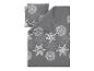 Graue Bettwäsche mit weißen Schneeflockenmustern.