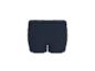 Dunkelblaue Herren-Boxershorts mit weißem Bund, Rückansicht.