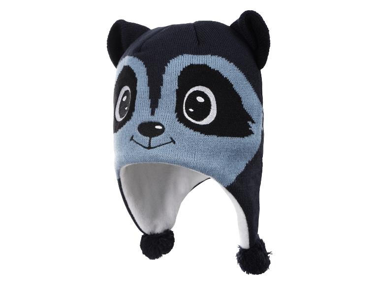 Kinderstrickmütze mit Waschbär-Design