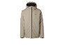 Beige Herren-Kapuzenjacke mit schwarzem Reißverschluss und kleinem Logo auf der Brust.