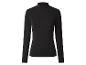 Schwarzes geripptes Langarm-Rollkragentop für Damen.