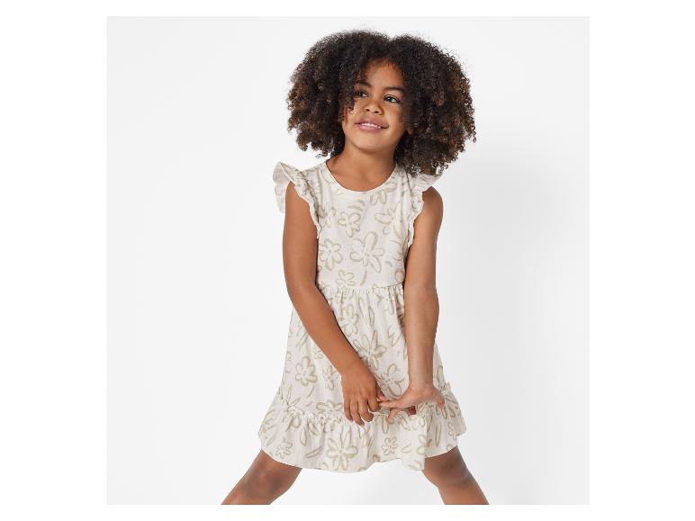 Mädchenkleid, beige Blumenmuster.