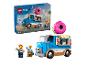Ein Lego City 60452 Donut-Truck-Set, mit der Verpackung und dem zusammengebauten Modell.