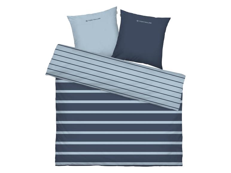 Tom Tailor blau gestreifte Bettwäsche mit zwei Kissenbezügen.