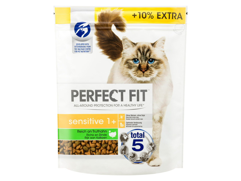 Gehe zu Vollbildansicht: PERFECT FIT Cat Dry Sensitive 1+ Reich an Truthan +10 % gratis, 5 x 825 g - Bild 2