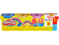 Modelliermasse-Packung mit 4 Metallic-Dosen und farbenfrohen Kreationen, Nettogewicht 340g.