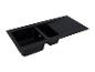 Schwarze Granit-Küchenspüle mit zwei Becken und Abtropffläche