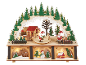 LED-Schwibbogen aus Holz mit weihnachtlichen Motiven