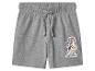 Graue Kinder-Shorts mit Cartoon-Figuren-Aufdruck und Kordelzug.