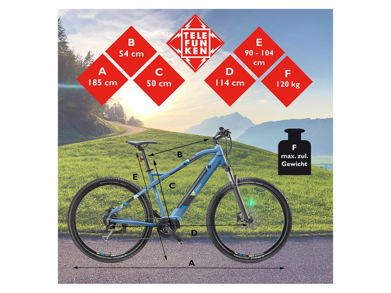 Gehe zu Vollbildansicht: TELEFUNKEN E-Bike Mountainbike »Aufsteiger M925«, MTB, 27,5 / 29 Zoll - Bild 22