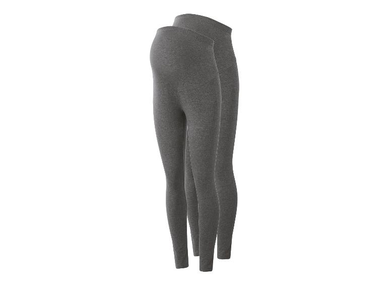 Zwei Paar graue Umstandsleggings mit hohem Bund.