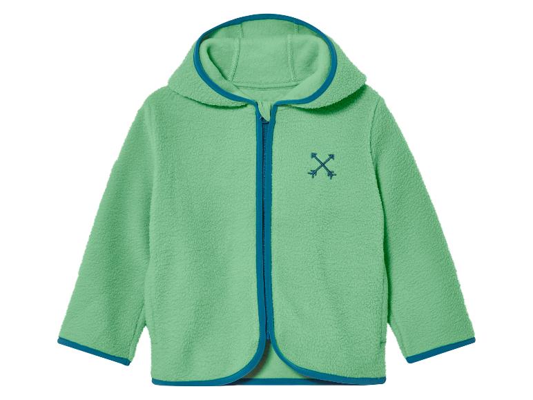 Eine grüne Fleecejacke mit Kapuze.